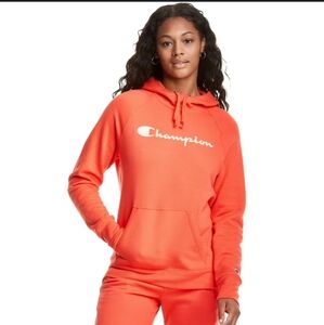 🌻Champion Poppy Orange Powerblend Fleece Pullover Hoodie Sweatshirt